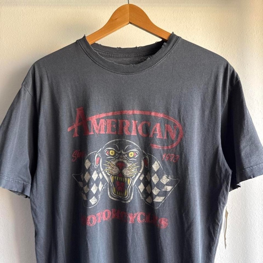 Affliction American Customs Faded Black Panther Flag Graphic Tee Sz XL